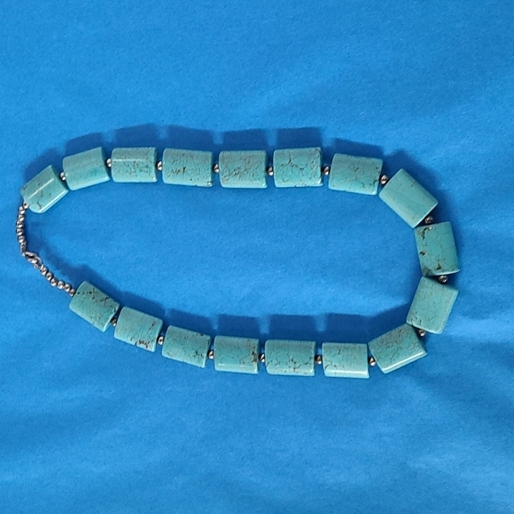 Turquoise Rectangular Bead Necklace - Picture 4 of 7